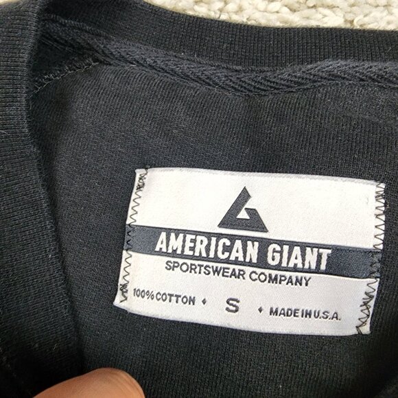 American Giant Sweatshirt Mens Small Black Terry Crewneck Pullover Sweater S USA - Picture 6 of 6
